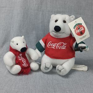 Play-By-Play Plush Bear With Bottle Coca Cola Bear with Red Scarf Memorabilia